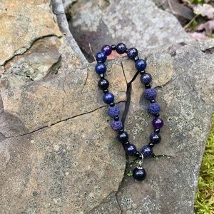 Dark Blue & Purple Lava Bead Diffuser Bracelet